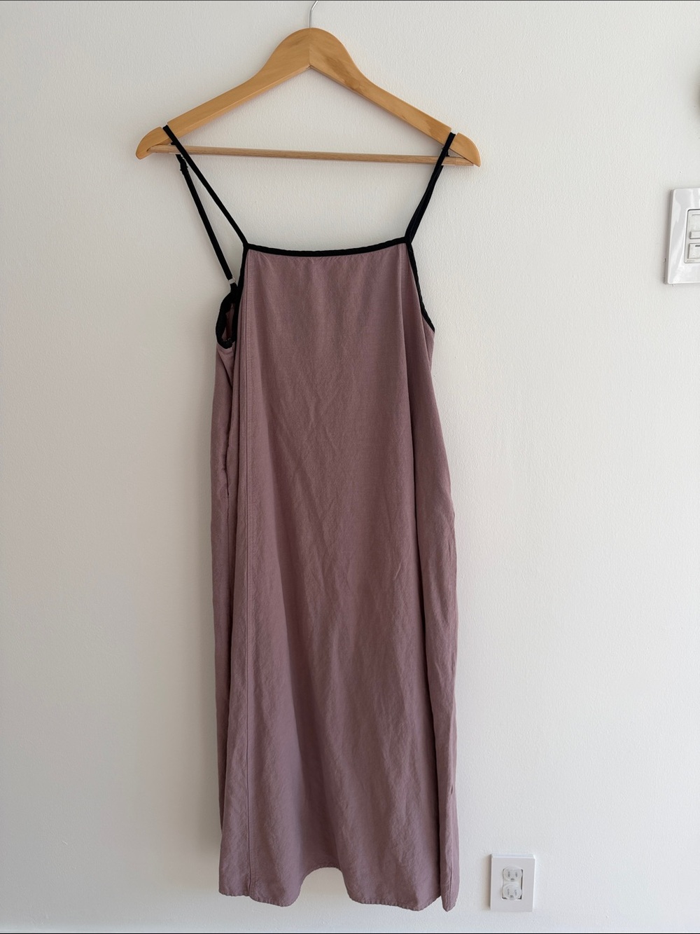 Mauve Slip Dress with Black Trim